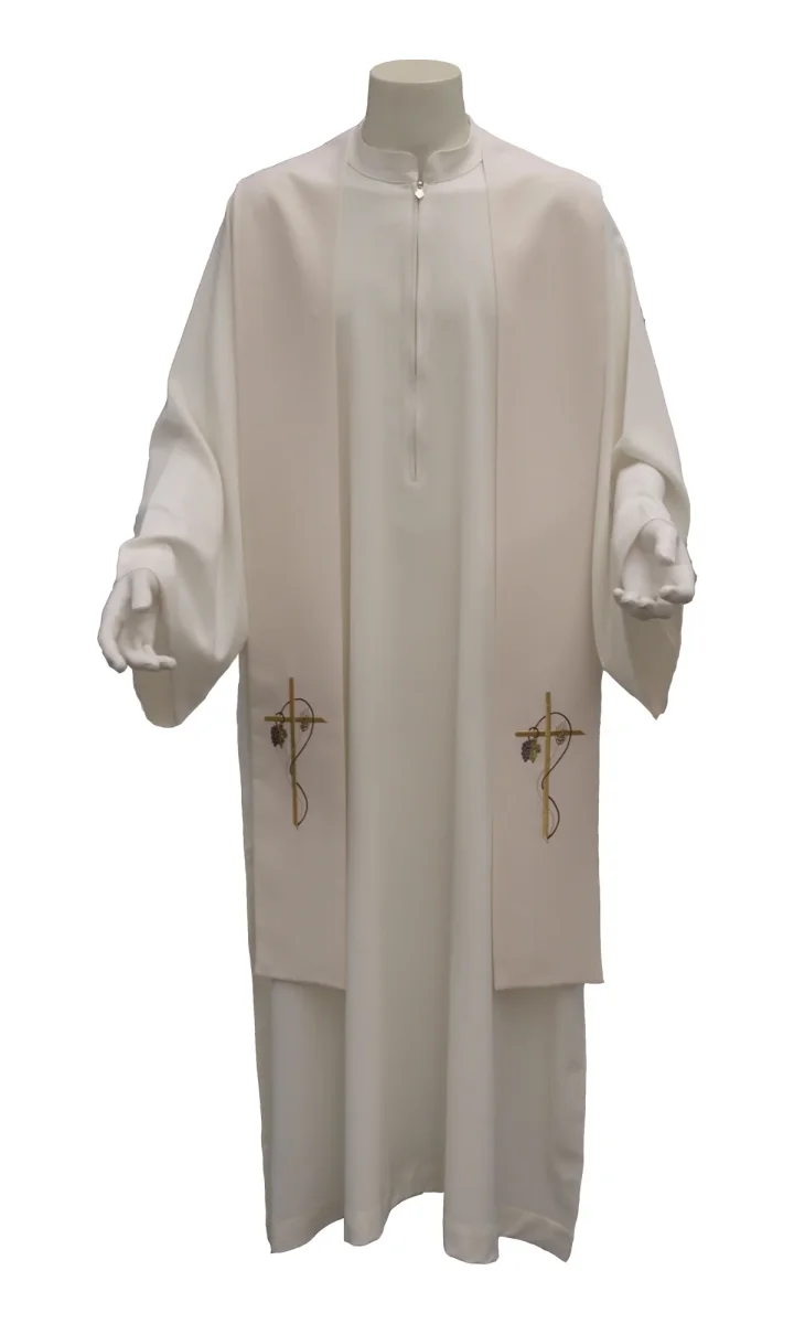 Stola economica Sacerdotale Ricamo croce spiga ed uva in Poliestere
