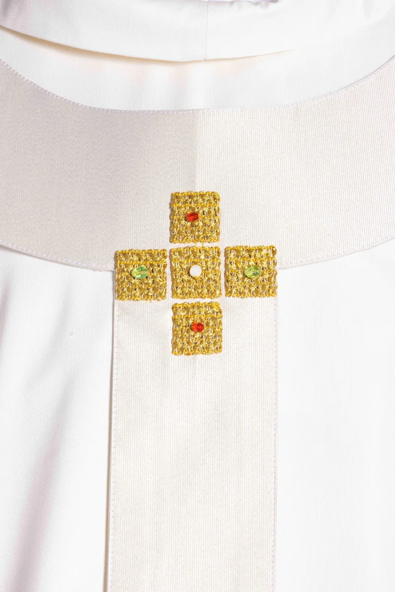 Casula Liturgica in Poliestere con Palio e Croci Oro a Mano Linea Premiere - immagine 4