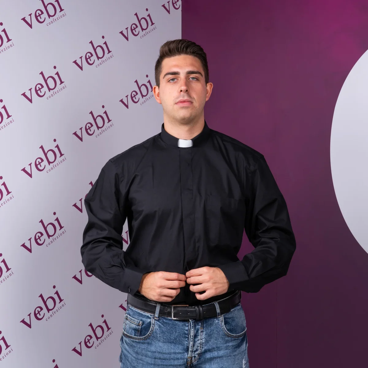 Camicia da Sacerdote Manica Lunga Collo Clergy Disponibile in 5 Colori Cotone 100% - immagine 6