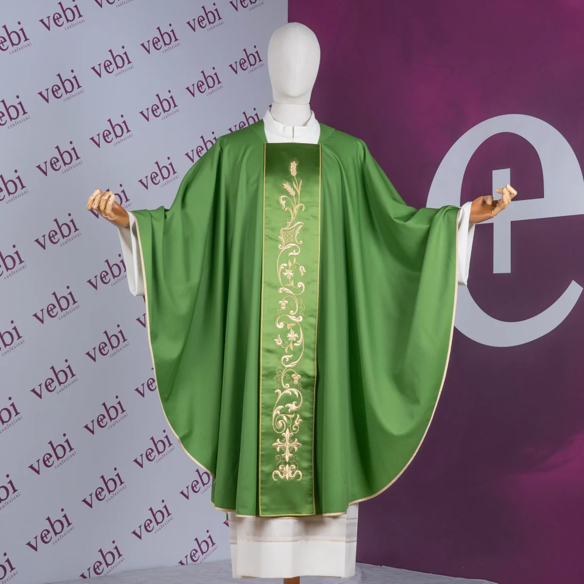Casula in Sallia di Lana Pura con Stolone di Seta (Colori Liturgici) - immagine 3